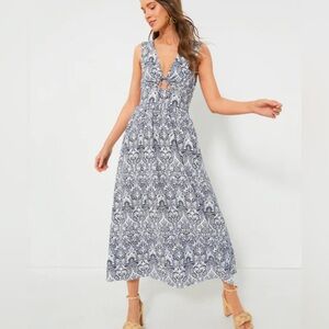 Tuckernuck Hyacinth House Navy Floral Scroll Print Toula Dress